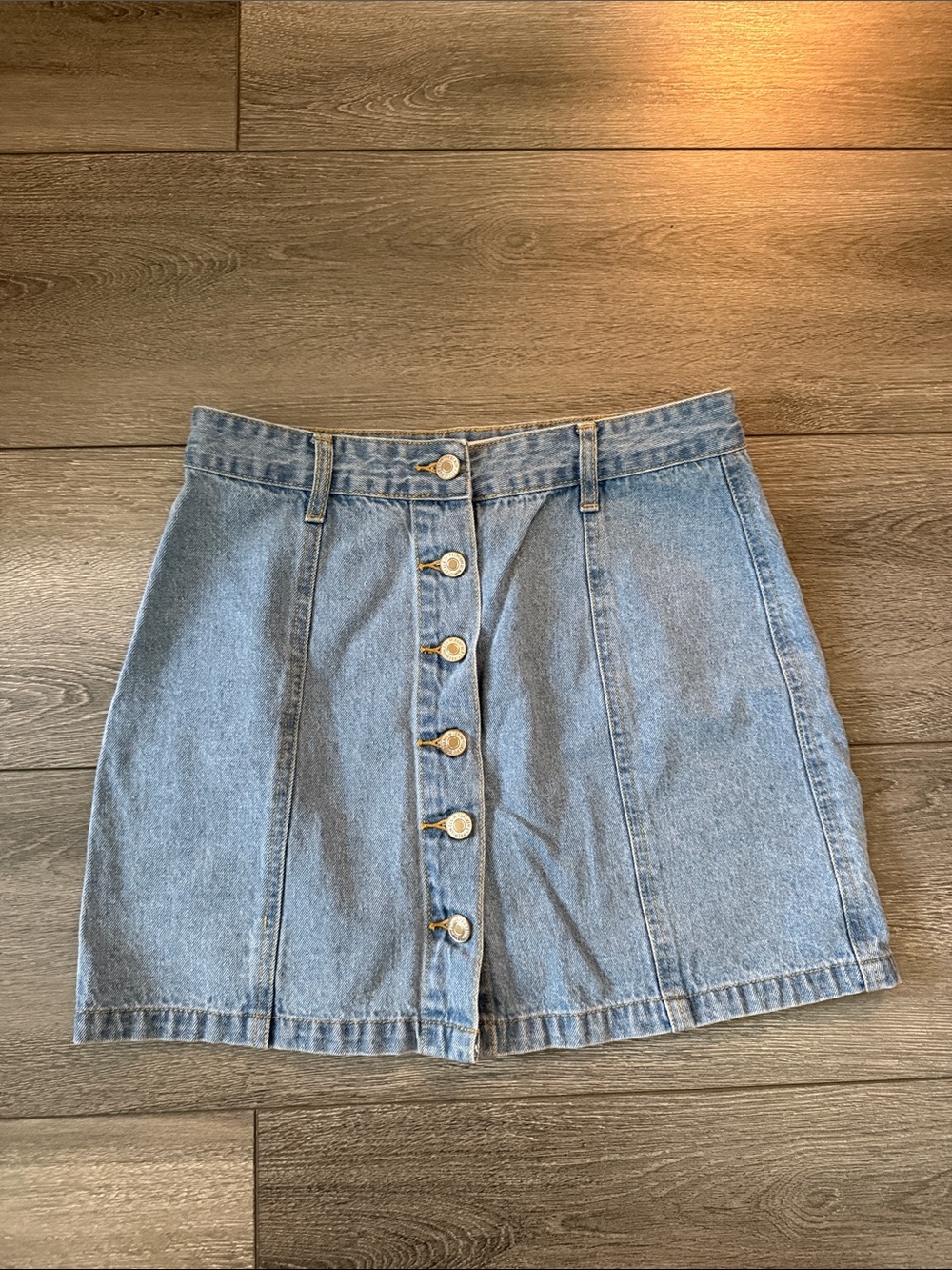 Forever 21 Button-Front Light Blue Denim Skirt - Women